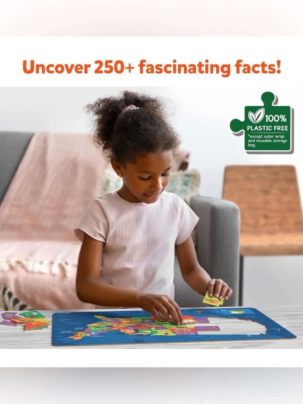 Skillmatics | United States Map Puzzle + 50 State Cards 100% Safe Non-Toxic SET